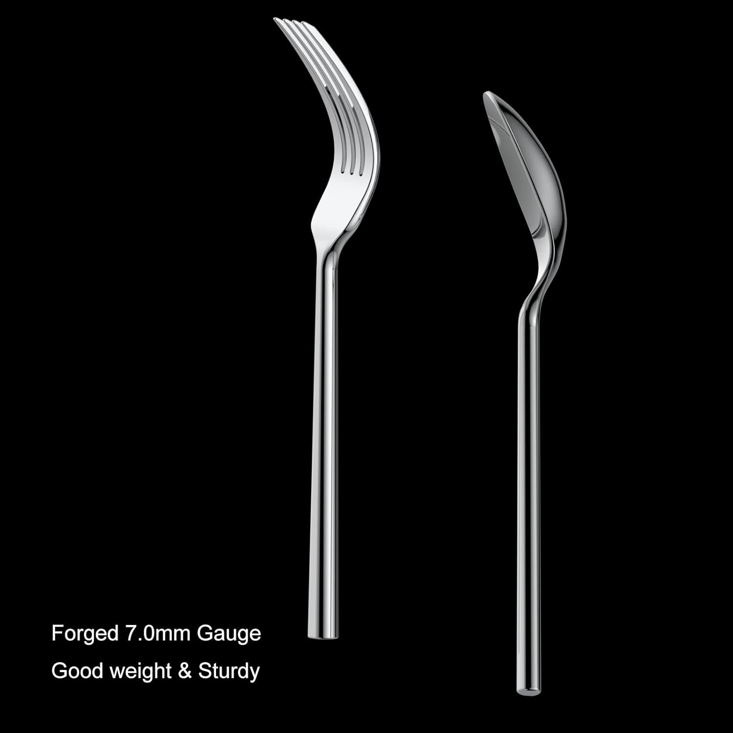 Alata Potter 20-Piece Forged Silverware Set Stainless Steel Flatware Set Cutlery Set,Service for 4,Mirror Finish,Dishwasher Safe - Image 5