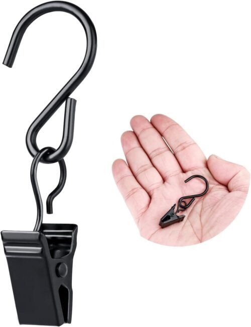 Christmas Light Clips Hanging Hooks – 50 Pack Outdoor String Light Clips – Heavy Duty Metal Camper Awning String Party Light Hook – Holiday Light Clips Hangers Canopy Tent RV Xmas Decor Clamps
