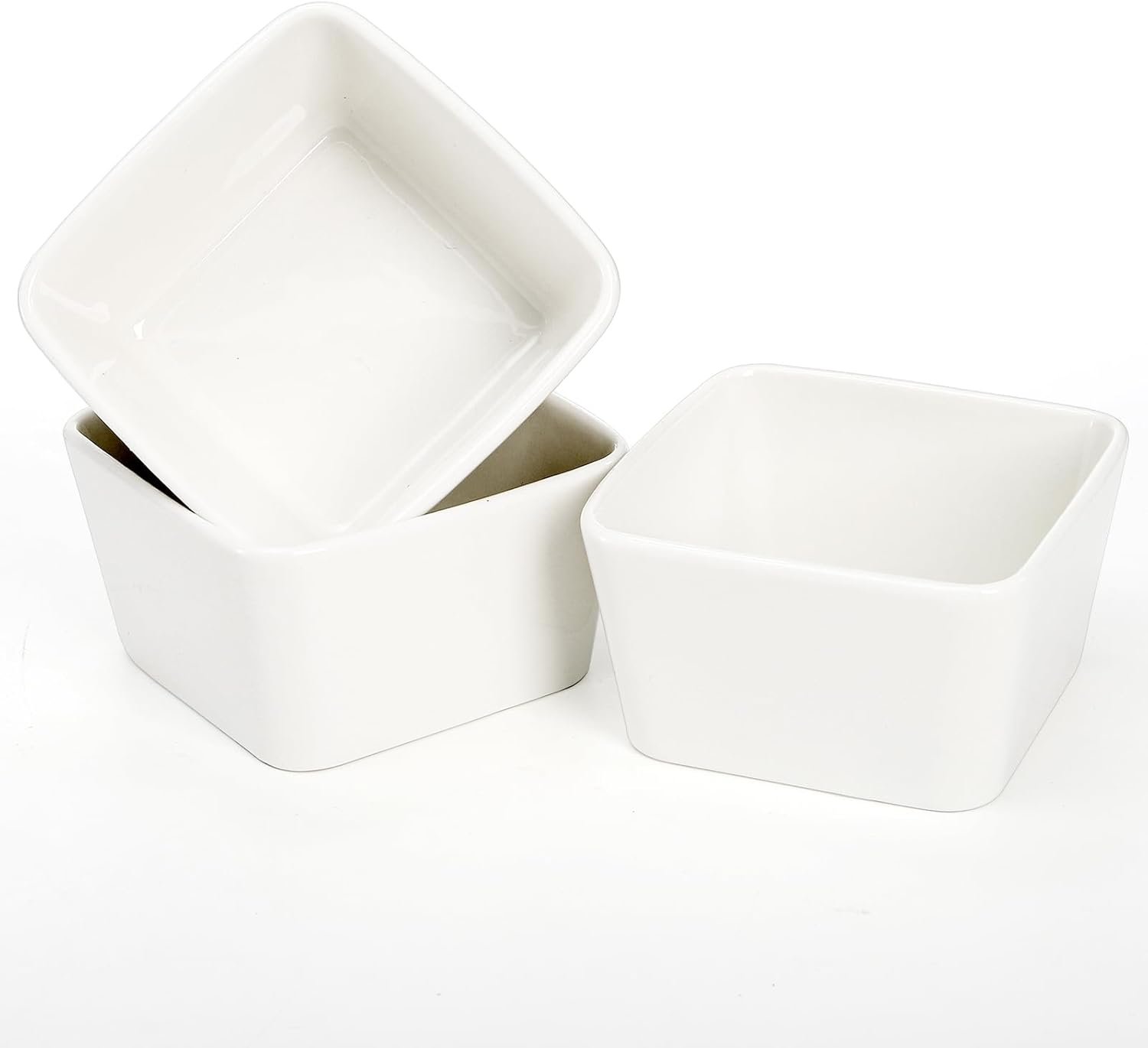 10 OZ Square Bowl Chip & Dip Serving Set, 3 Pieces Ceramic Condiment Server with Metal Stand, Serving Dish Tray for Party Entertaining, Small Snack Platters for Side Dish Appetizer Nuts - Image 4