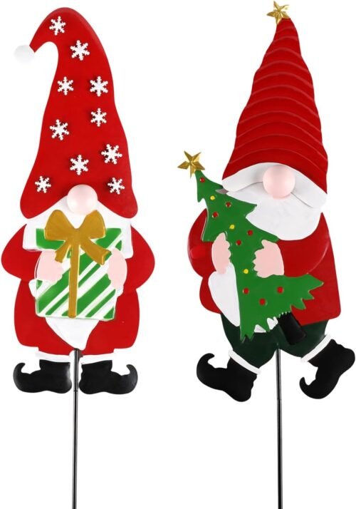 2 Pack Gnomes Decorative Garden Stakes for Christmas Decor,Outdoor Christmas Decorations for Home Yard Signs for Outdoor Decorations, Holiday New Year Spring Home Tomte Decor for Lawn Pathway Patio