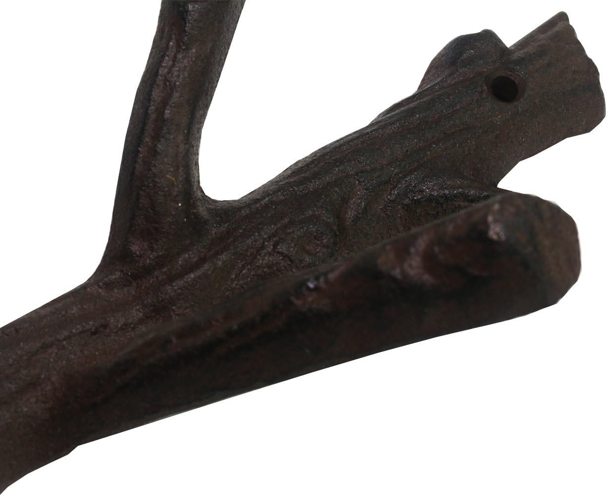 Ogrmar 2 Pcs Decorative Branch Cast Iron Wall Hooks/Hanger/Heavy Duty Home Storage Rack (Brown) - Image 2