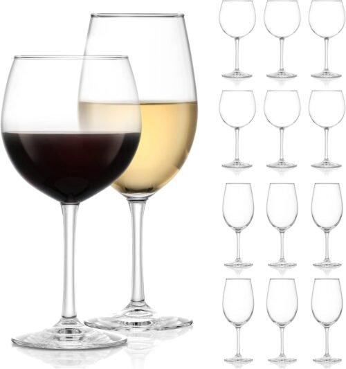 Libbey Vineyard Reserve Wine Glass Set of 12, Red and White Clear Wine Glasses, Merlot, Bordeaux, Chardonnay Gifts, Lead-Free Stemware Glasses