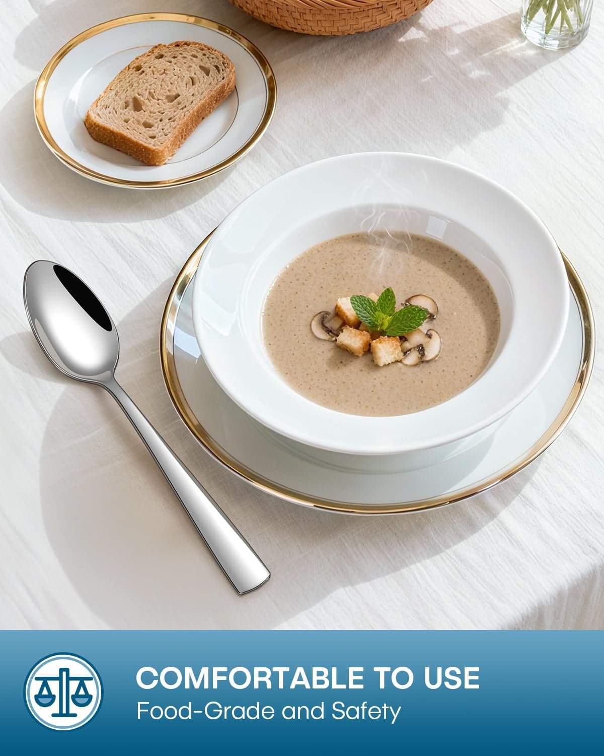 Stapava 24-Piece Silverware Set with Steak Knives, Food-Grade Stainless Steel Flatware Set for 4 Mirror Polished Cutlery Utensil Sets Include Forks Spoons and Knives Set Dishwasher Safe - Image 5