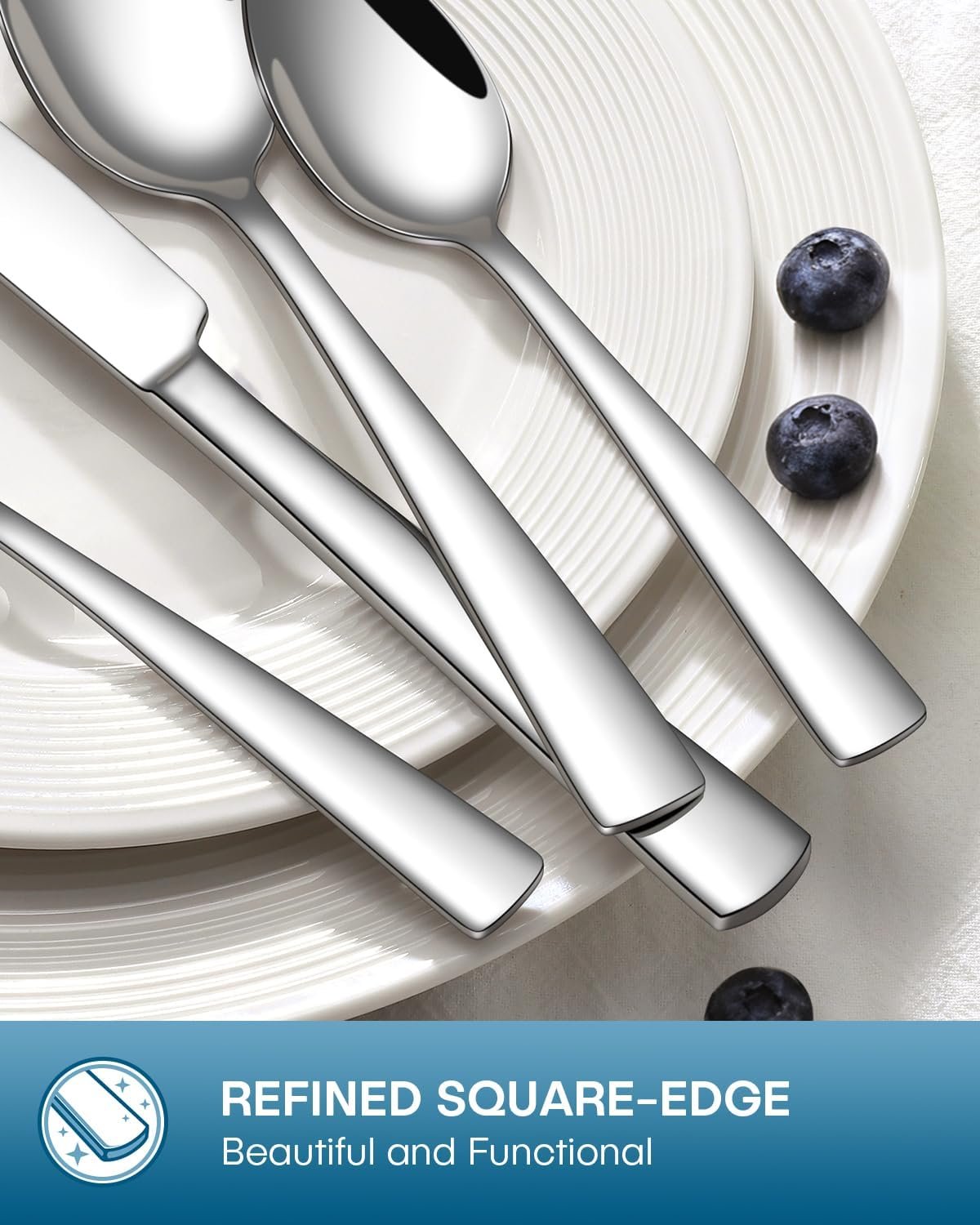 Stapava 24-Piece Silverware Set with Steak Knives, Food-Grade Stainless Steel Flatware Set for 4 Mirror Polished Cutlery Utensil Sets Include Forks Spoons and Knives Set Dishwasher Safe - Image 7