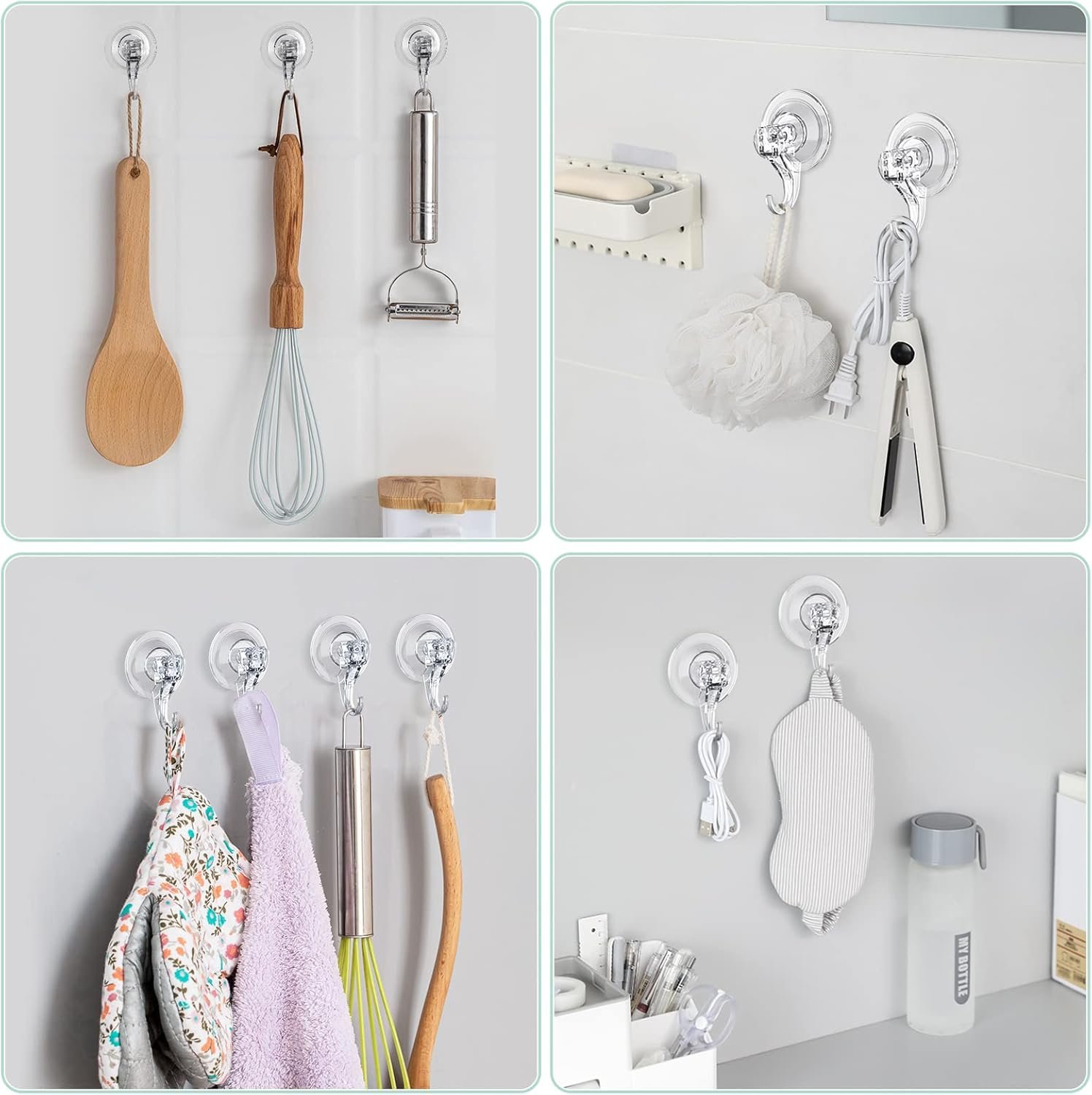 VIS'V Wreath Hanger, Large Suction Cup Wreath Hooks, Heavy Duty, 22 LB Capacity, Removable and Reusable, Clear, 2 Pcs - Image 6