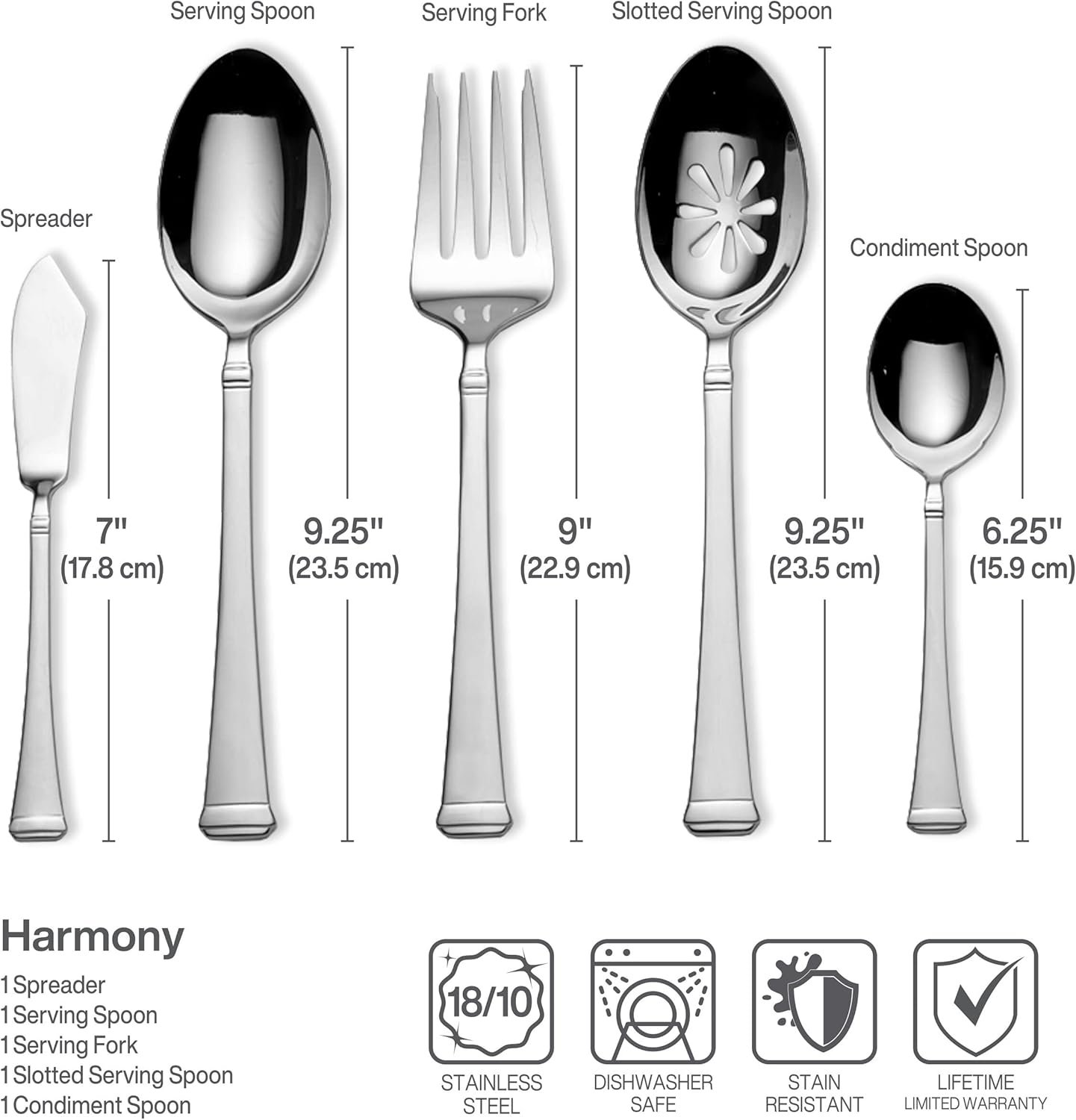 Mikasa Harmony 65-Piece Flatware Set for 12, 18/10 Stainless Steel Silverware with Forks, Knives, Spoons, and Serving Utensils, Elegant Design - Image 10
