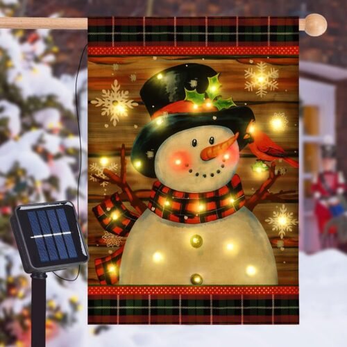 Lighted Christmas Garden Flag for Outside, Led Snowman Garden Flag, Winter Yard Flag 28×40 Double Sided for Outdoor Yard Porch Lawn Decor
