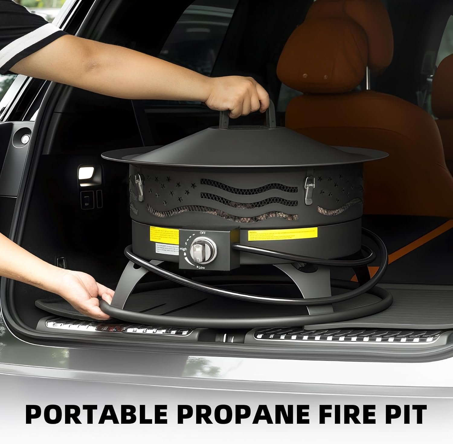 Portable Propane Fire Pit, 24 Inch Smokeless Gas Fire Pit Bowl for Outside, 60,000 BTU Outdoor Firepit with Grill Grate & Lid for Camping, Patio, Yard, Garden - Image 4