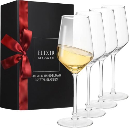 ELIXIR GLASSWARE Wine Glasses Set of 4-13 oz – Red, White Wine Glasses, Hand Blown Crystal – Long Stem Glasses – Housewarming Gifts for Women and Men, Wine Gifts