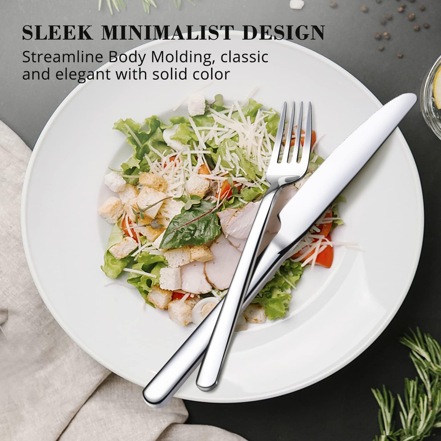 KINGSTONE 40 Piece Silverware Set, Flatware Set for 8, 18/10 Stainless Steel Cutlery Set Mirror Polished Modern Design Dishwasher Safe - Image 4