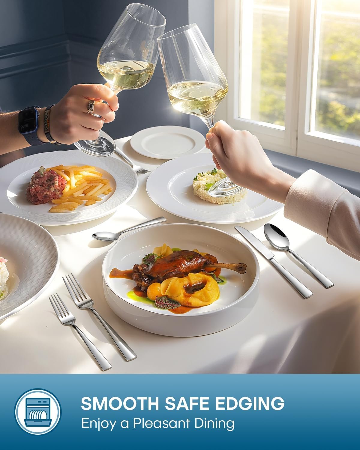 Stapava 24-Piece Silverware Set with Steak Knives, Food-Grade Stainless Steel Flatware Set for 4 Mirror Polished Cutlery Utensil Sets Include Forks Spoons and Knives Set Dishwasher Safe - Image 6