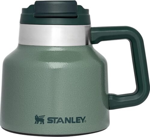 STANLEY Tough-To-Tip Admiral’s Mug 20 oz | Twist-on Flip Open Lid | Wide Body with Non-Skid Rubber Base | Insulated Stainless Steel Coffee Cup | BPA-Free