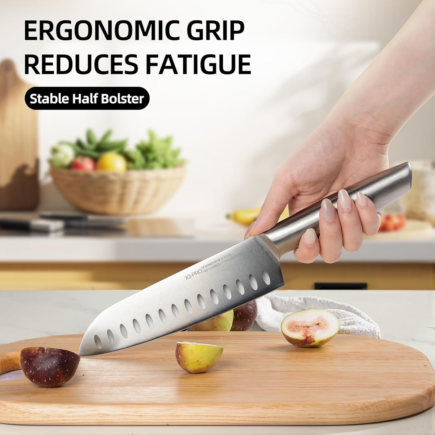 Kitchen Knife Set 14 Piece Premium Japanese High Carbon Stainless Steel Knife Block Sets with Built-in Sharpener, Razor Sharp Knives Set for Kitchen, Quality Acacia Wood Block Knife Set - Image 5