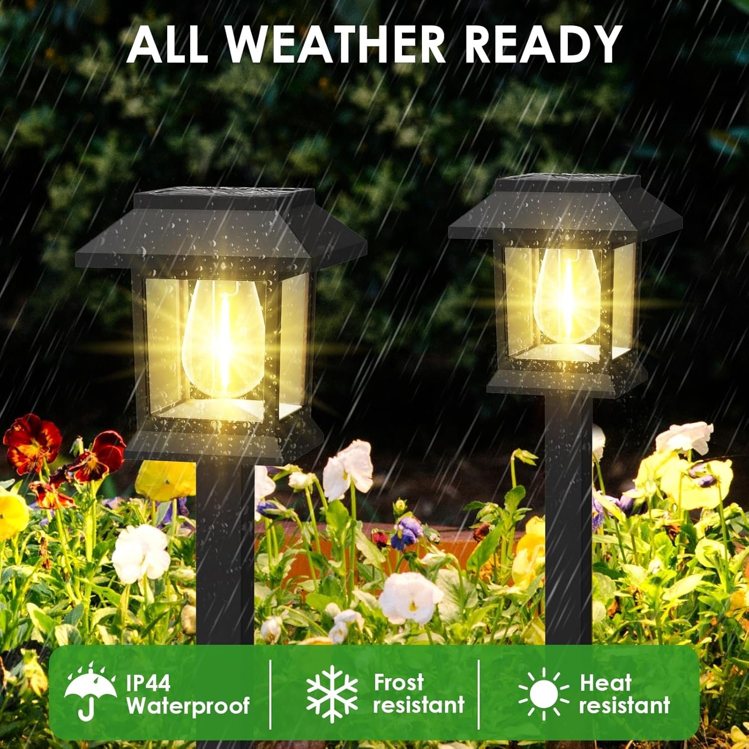 Solar Outdoor Lights, 12 Pack Solar Pathway Lights Waterproof, Landscape Lighting for Path Walkway Lawn Garden Yard Outside Décor, Black - Image 3