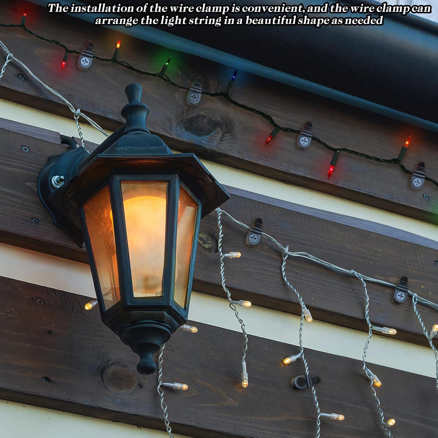 Outdoor String Lights Clips, Weatherproof Cable Hanger Hooks for Hanging Fairy Lights, Holiday Decor - Black, 50 Pack - Image 5