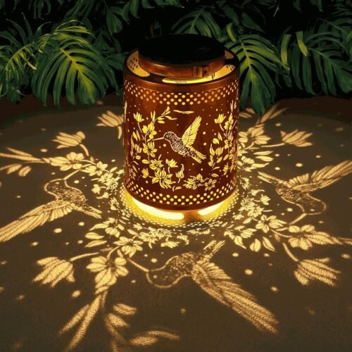 Hummingbird Solar Lanterns Garden Decor Birthday Gifts for Women Mon Grandma Metal Hanging Solar Lights Waterproof Outdoor Decoration for Outside LED Lanterns for Yard Patio Lawn Pathway Landscape