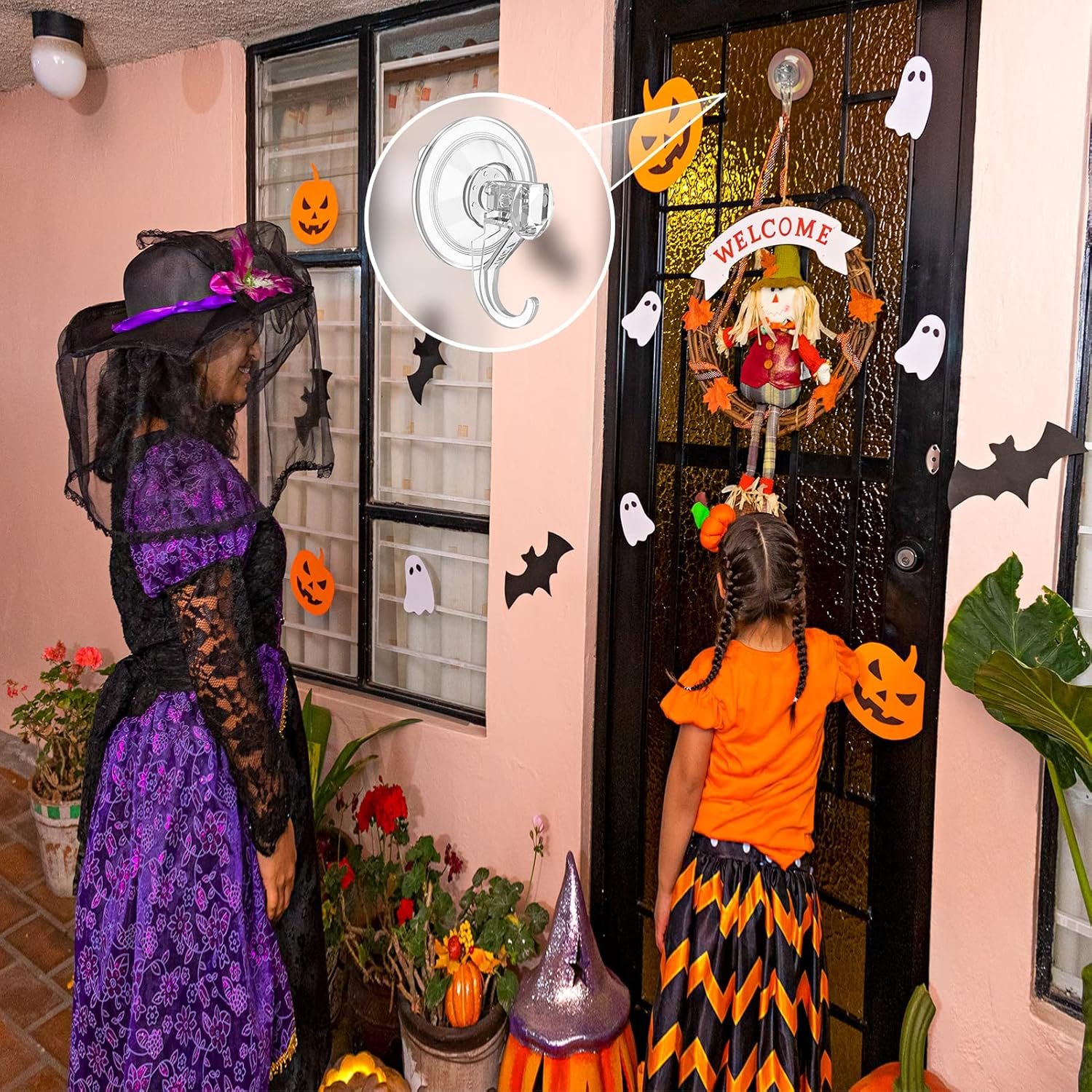 VIS'V Wreath Hanger, Large Suction Cup Wreath Hooks, Heavy Duty, 22 LB Capacity, Removable and Reusable, Clear, 2 Pcs - Image 7