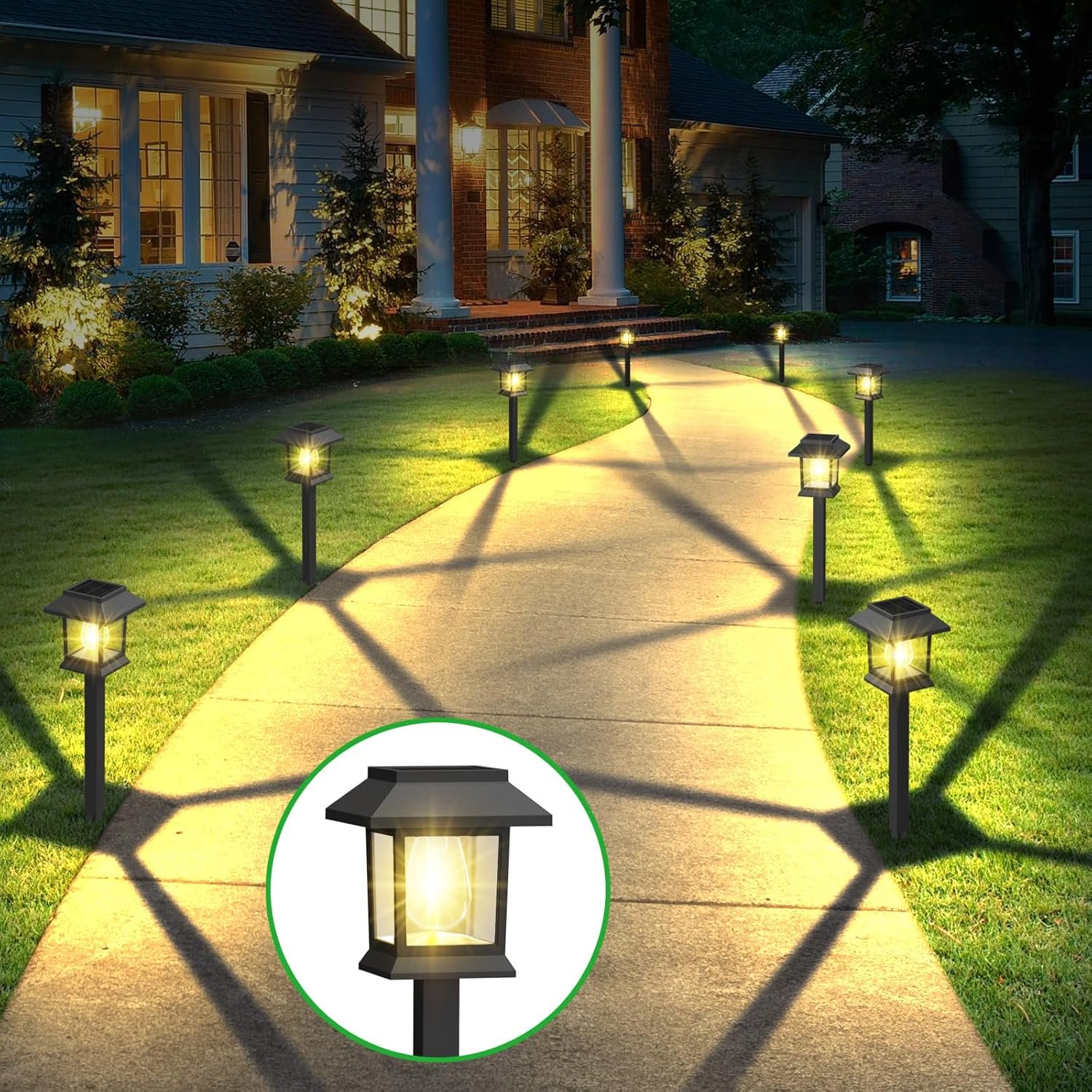 Solar Outdoor Lights, 12 Pack Solar Pathway Lights Waterproof, Landscape Lighting for Path Walkway Lawn Garden Yard Outside Décor, Black - Image 7