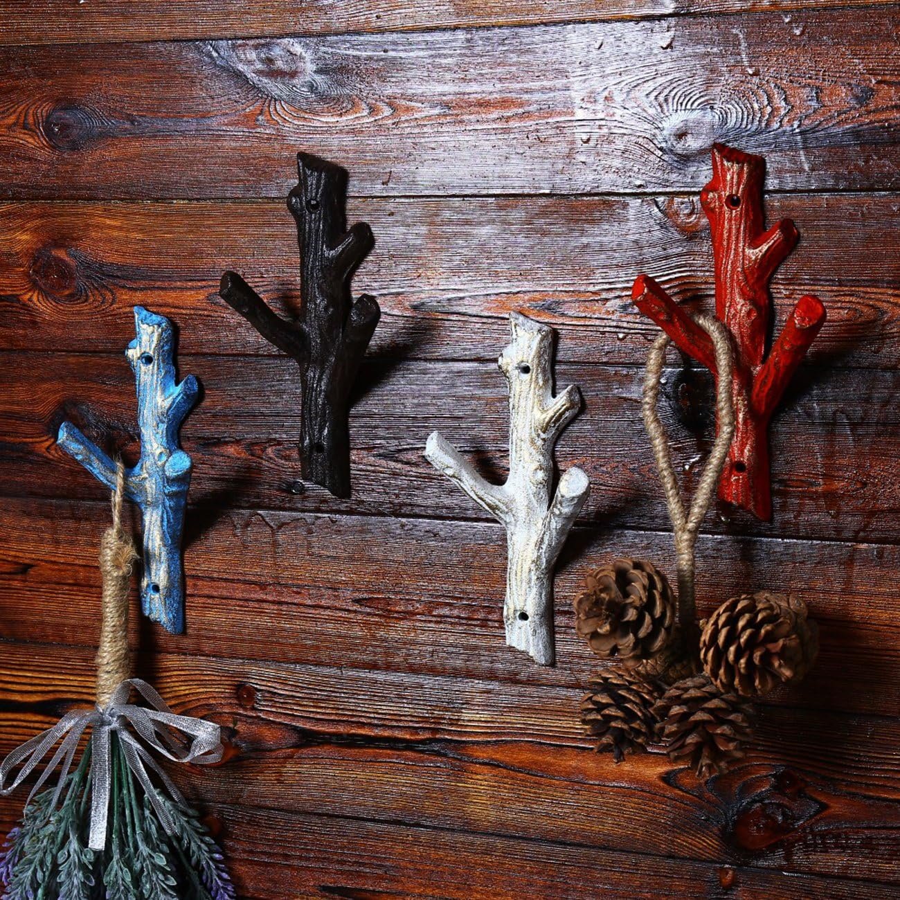 Ogrmar 2 Pcs Decorative Branch Cast Iron Wall Hooks/Hanger/Heavy Duty Home Storage Rack (Brown) - Image 5